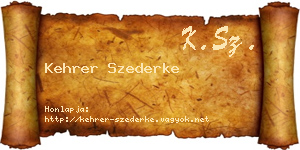 Kehrer Szederke névjegykártya